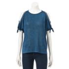 Women's Juicy Couture Embellished Cold-shoulder Top, Size: Xs, Turquoise/blue (turq/aqua)