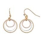 Lc Lauren Conrad Tri Tone Textured Circle Nickel Free Drop Earrings, Women's, Multicolor