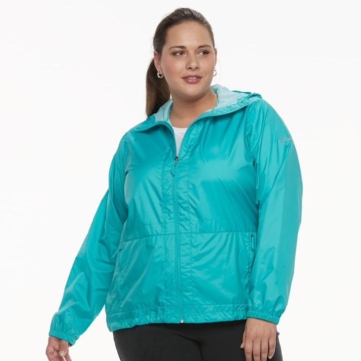 Plus Size Columbia Rain To Fame Hooded Rain Jacket, Women's, Size: 2xl, Green Oth