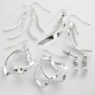 Mudd Silver Tone Simulated Crystal And Simulated Pearl Ball Stud And Swirl Drop Earring Set, Women's, Grey