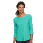 Women's Croft & Barrow&reg; Slubbed Scoopneck Tee, Size: Xl, Turquoise/blue (turq/aqua)