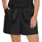 Plus Size Croft & Barrow&reg; Self-tie Shorts, Women's, Size: 22 W, Black