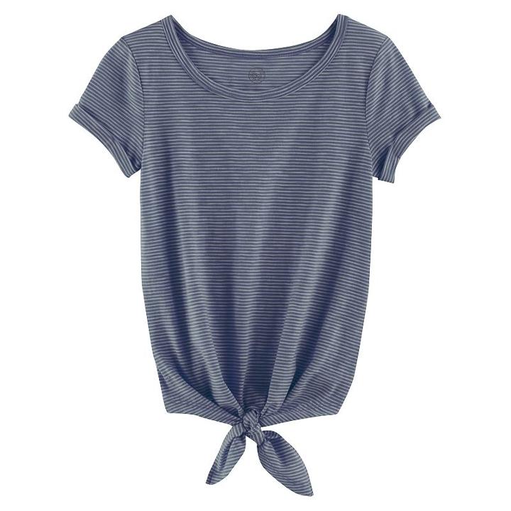 Girls 7-16 & Plus Size So&reg; Rolled Cuff Tie Front Tee, Size: 10, Blue
