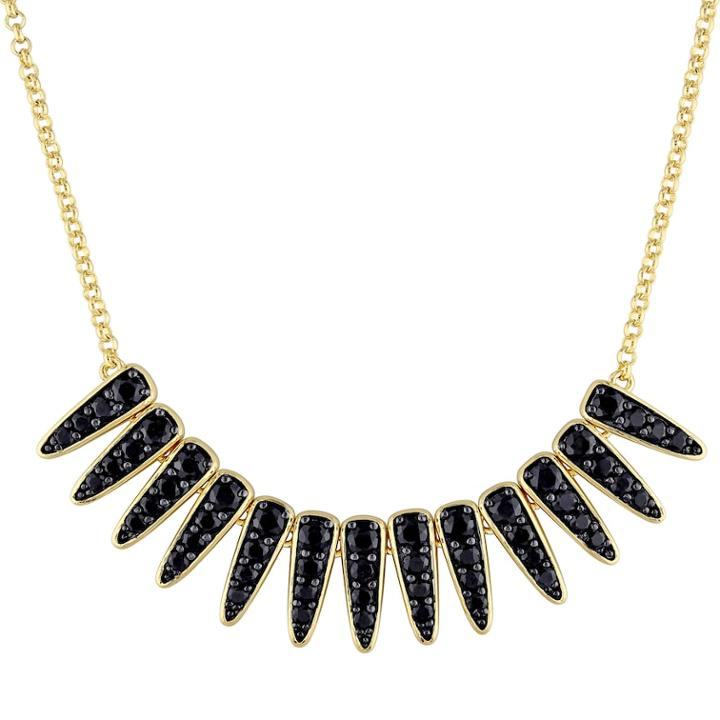 Stella Grace V19.69 Italia 18k Gold Over Silver Black Sapphire Mystique Necklace, Women's, Size: 16
