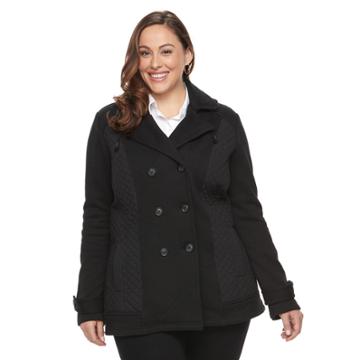 Plus Size Sebby Collection Fleece Peacoat, Women's, Size: 1xl, Black