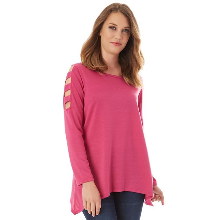 Women's Apt. 9&reg; Cage Sleeve Tee, Size: Xl, Brt Pink