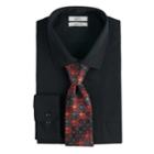 Men's Croft & Barrow&reg; Regular-fit Stretch-collar Dress Shirt And Patterned Tie Boxed Set, Size: L-36/37, Black