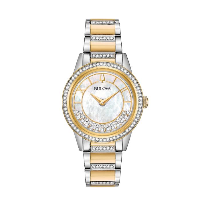 Bulova Women's Turnstyle Crystal Two Tone Stainless Steel Watch - 98l245, Size: Medium, Yellow