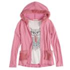 Girls 7-16 & Plus Size Self Esteem Hooded Cardigan & Tank Top Set With Necklace, Size: Xl, Brt Pink