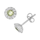 Oro Leoni Sterling Silver Peridot And White Topaz Stud Earrings - Made With Genuine Swarovski Gemstones, Women's, Yellow