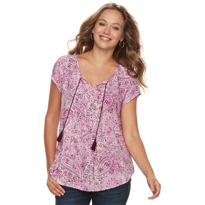 Women's Sonoma Goods For Life&trade; Pintuck Tee, Size: Medium, Pink