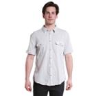 Men's Excelled Linen Button-down Shirt, Size: Xl, Beig/green (beig/khaki)