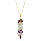 18k Gold Over Silver Gemstone & Diamond Accent Leaf Pendant, Women's, Size: 18, Multicolor