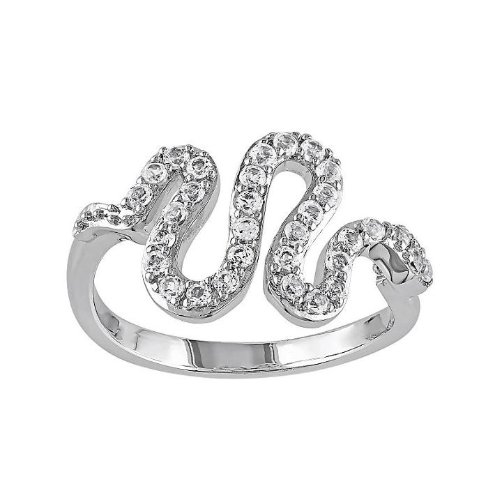 White Topaz Sterling Silver Snake Ring, Women's, Size: 5
