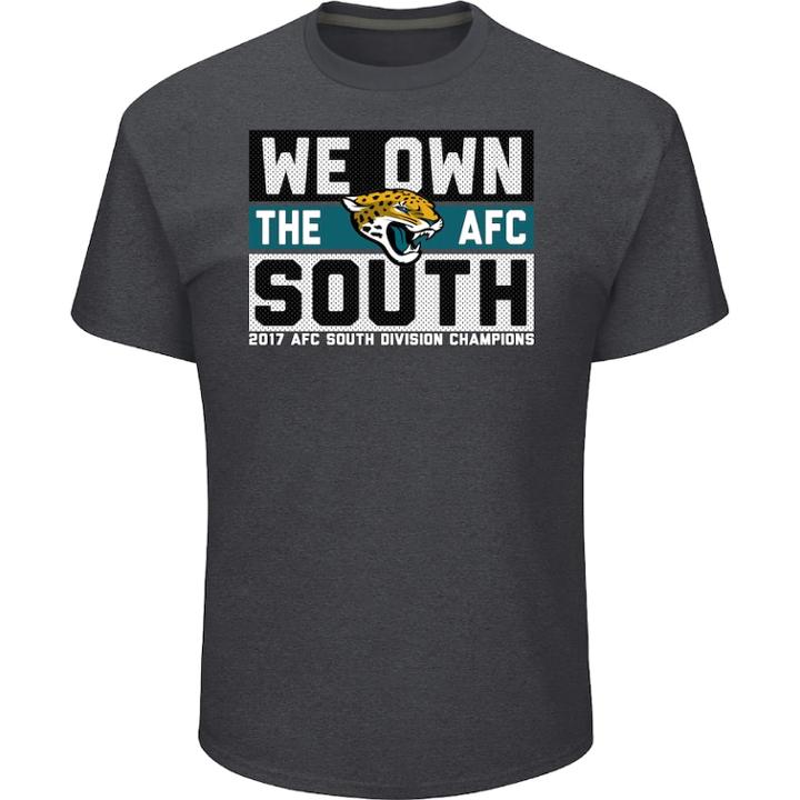 Men's Jacksonville Jaguars 2017 Afc South Division Champions Line Of Scrimmage Tee, Size: Xxl, Grey (charcoal)