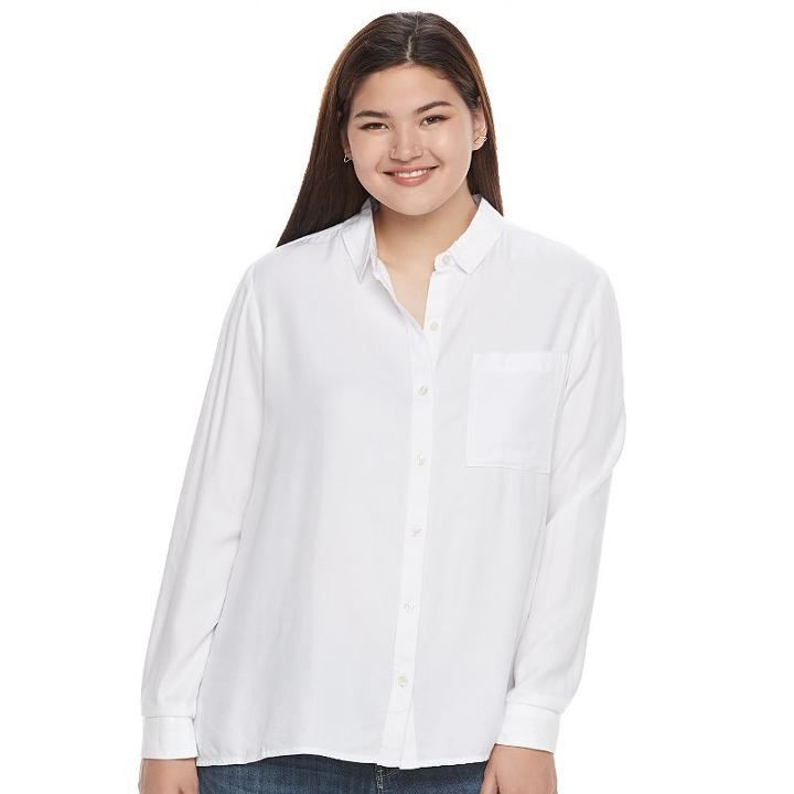 Juniors' Plus Size So&reg; High-low Shirt, Girl's, Size: 2xl, White