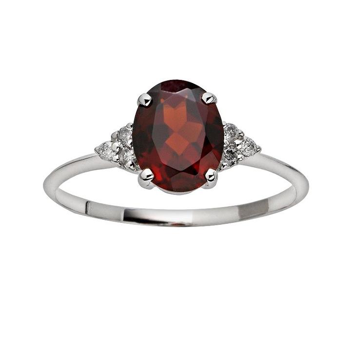 10k White Gold Garnet And Diamond Accent Ring, Women's, Size: 5, Red