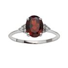 10k White Gold Garnet And Diamond Accent Ring, Women's, Size: 5, Red
