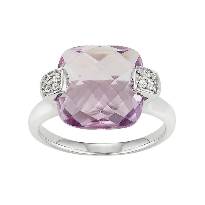 Sterling Silver Amethyst & White Topaz Ring, Women's, Size: 7, Purple