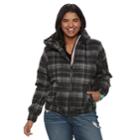 Juniors' Plus Size Urban Republic Hooded Puffer Bomber Jacket, Teens, Size: 2xl, Grey