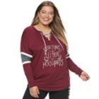 Juniors' Plus Size Harry Potter Waiting On My Letter Lace-up Graphic Sweatshirt, Teens, Size: 3xl, Red