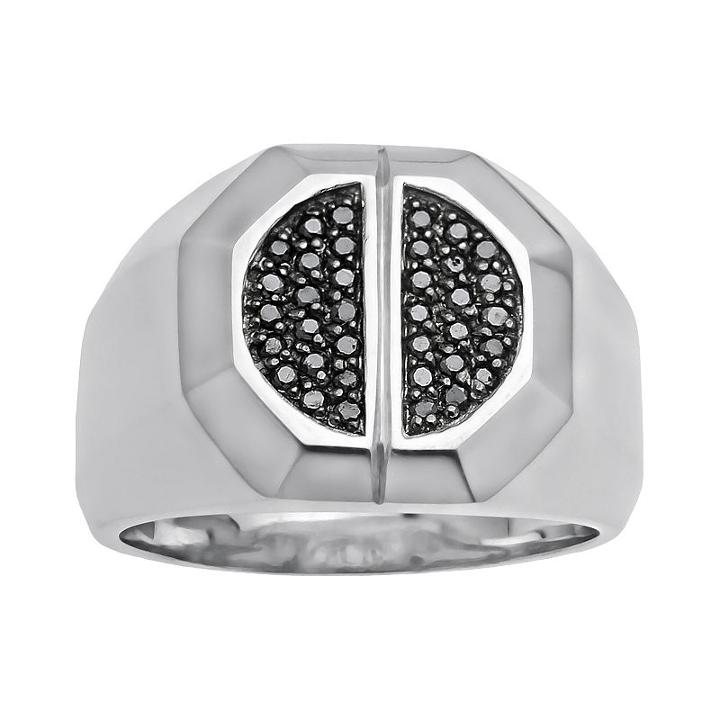 Lynx Sterling Silver 1/4-ct. T.w. Black Diamond Ring - Men, Size: 10