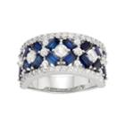 Sterling Silver Lab-created Blue & White Sapphire X Ring, Women's, Size: 11