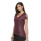 Women's Jennifer Lopez Cold-shoulder Tee, Size: Large, Dark Red