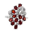 Sterling Silver Garnet And Diamond Accent Ring, Adult Unisex, Size: 5, Red