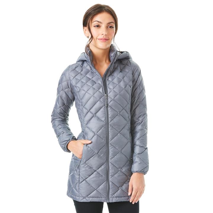 Women's 32 Degrees Hooded Puffer Jacket, Size: Small, Grey