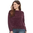 Juniors' Plus Size Mudd&reg; Rolled Hem Chenille Sweater, Teens, Size: 3xl, Purple Oth