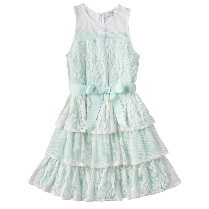 Disney D-signed Beauty And The Beast Girls 7-16 Lace & Mesh Tiered Ruffle Dress, Girl's, Size: Small, White Oth