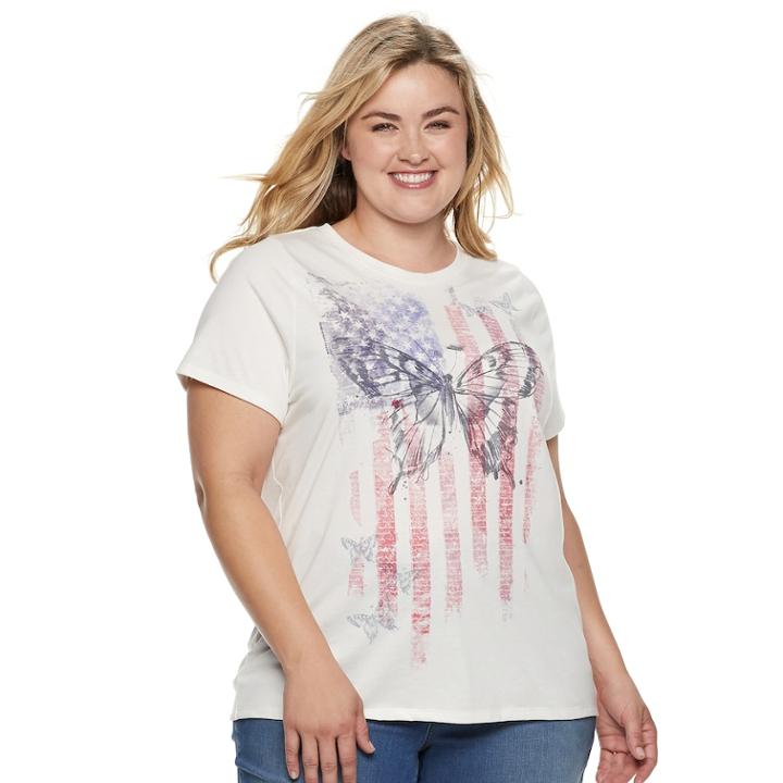 Plus Size Sonoma Goods For Life&trade; Graphic V-neck Tee, Women's, Size: 3xl, Natural