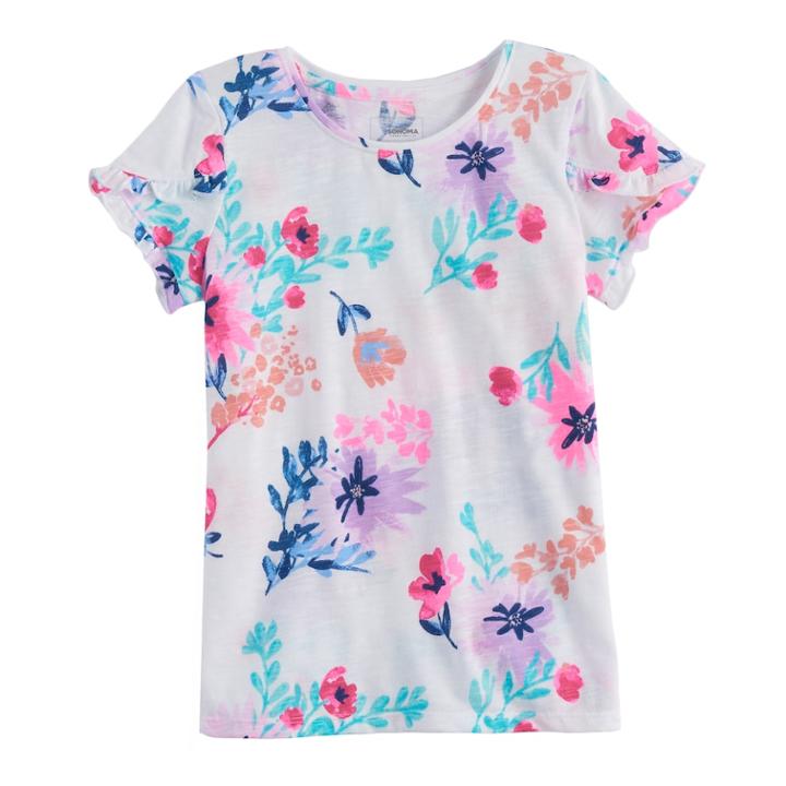 Girls 4-12 Sonoma Goods For Life&trade; Overlapping Ruffle Tee, Size: 7, White