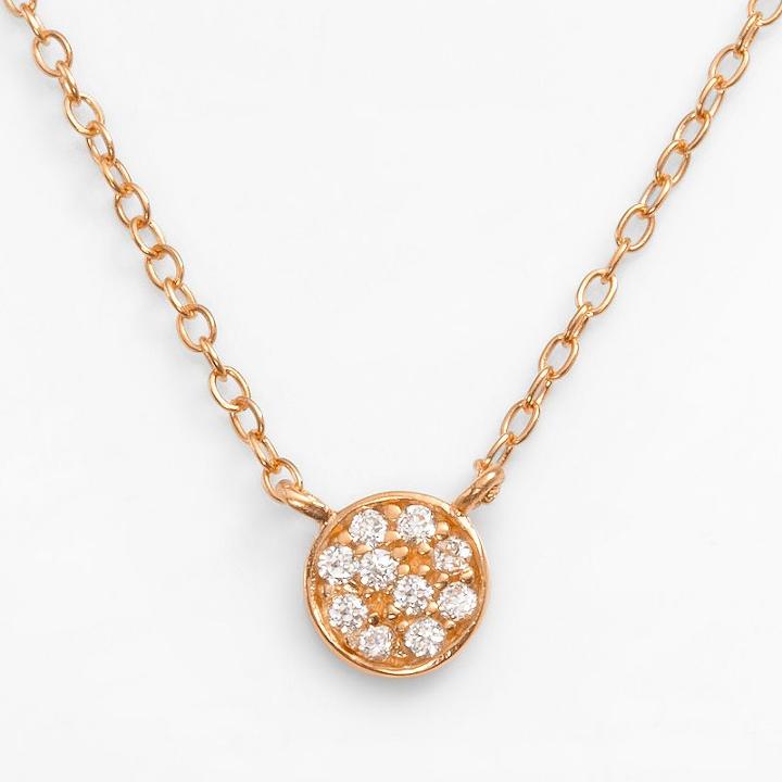Sophie Miller 14k Rose Gold Over Silver Cubic Zirconia Disc Link Necklace, Women's, Size: 18, White