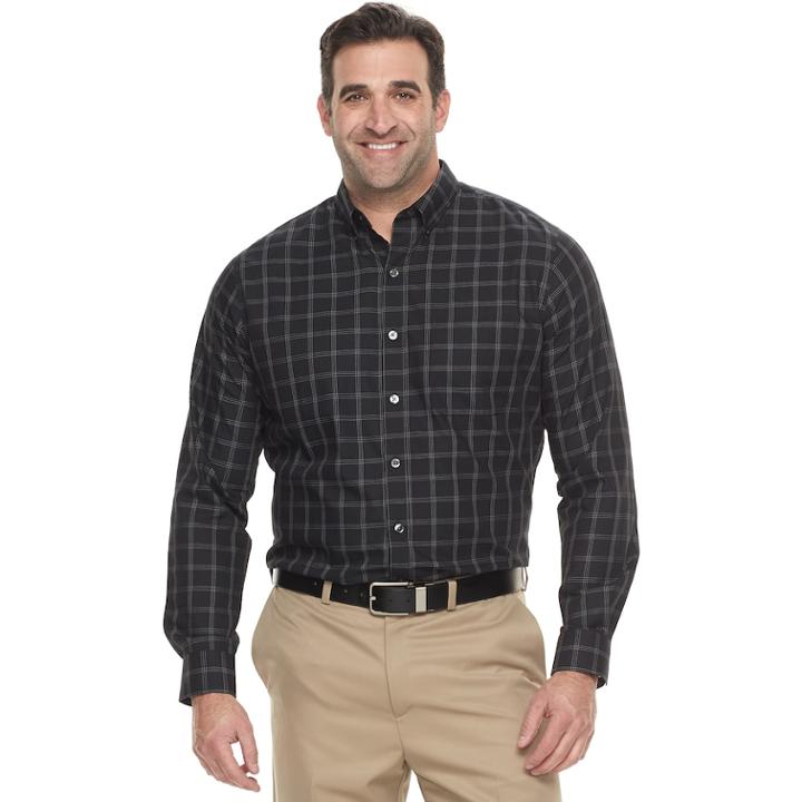 Big & Tall Van Heusen Classic-fit Wrinkle-free Button-down Shirt, Men's, Size: 3xl Tall, Black