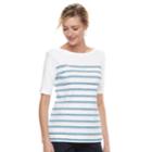 Women's Croft & Barrow&reg; Squareneck Tie-shoulder Top, Size: Small, Dark Blue