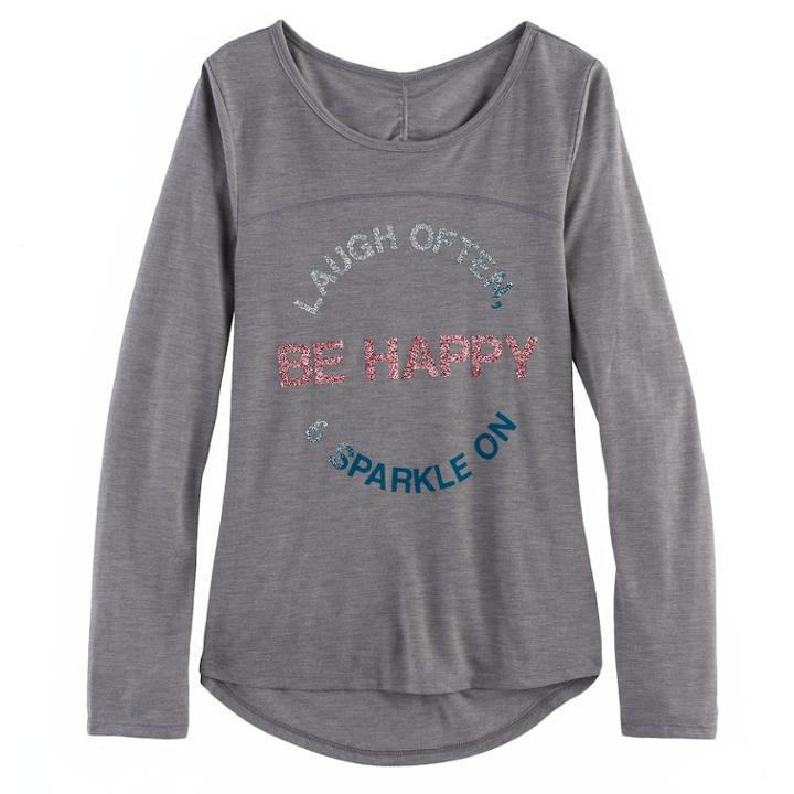 Girls 7-16 & Plus Size So&reg; Open Ruched Tie-back Graphic Yoga Tee, Size: 20 1/2, Black