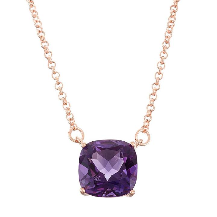 18k Rose Gold Over Silver Amethyst Necklace, Women's, Size: 16, Purple