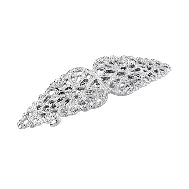 1928 Openwork Filigree Barrette Hair Clip, Women's, Grey