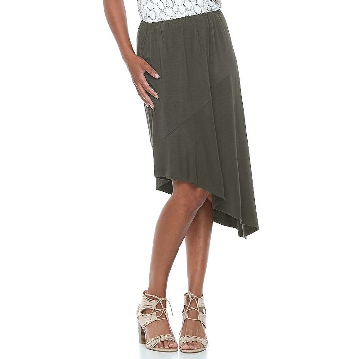 Women's Apt. 9&reg; Asymmetrical Mix-print Skirt, Size: Large, Green