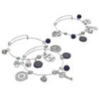 Believe Heart & Skeleton Key Charm Bangle Bracelet Set, Women's, Blue