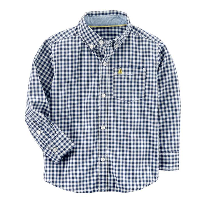 Boys 4-8 Carter's Plaid Button-down Shirt, Size: 8, Blue (navy)