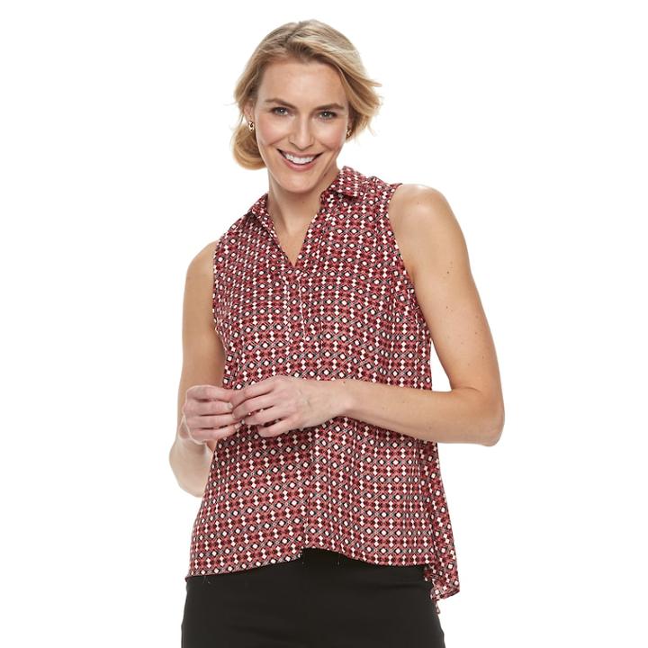 Women's Dana Buchman Sleeveless Splitneck Top, Size: Large, Red