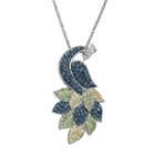 Artistique Crystal Sterling Silver Peacock Pendant Necklace - Made With Swarovski Crystals, Women's, Multicolor