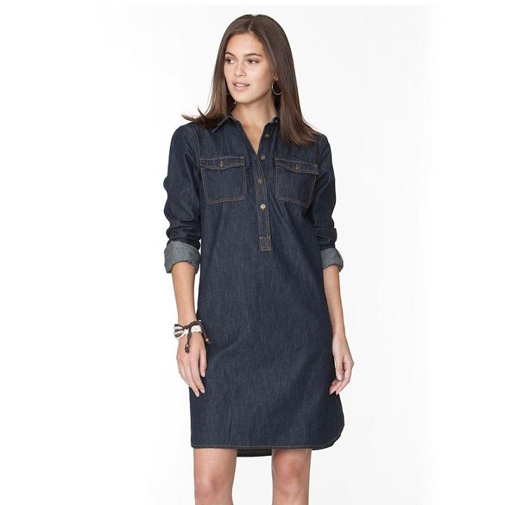 Women's Chaps Button-front Denim Shirtdress, Size: Small, Blue Other