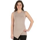 Harve Benard Asymmetrical Crewneck Tunic - Women's, Size: Medium, Lt Beige