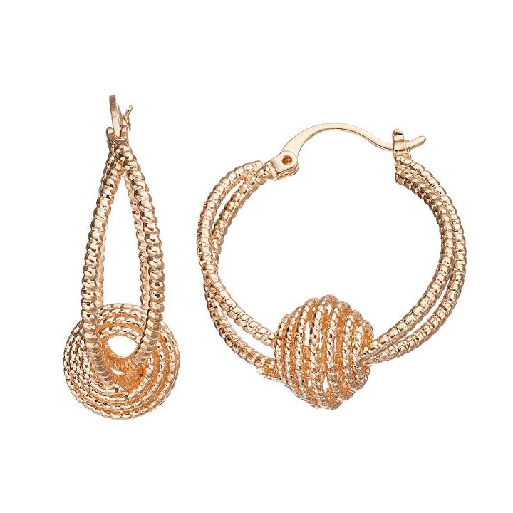 Spiral Hoop Earrings, Women's, Gold
