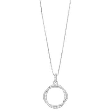 Timeless Sterling Silver Cubic Zirconia Open Circle Pendant Necklace, Women's, White