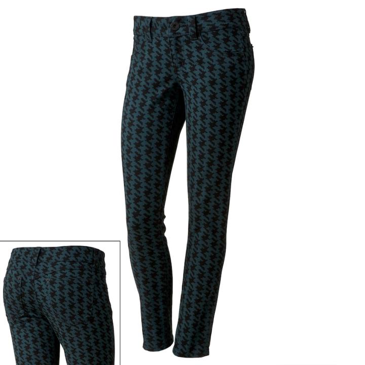 Candie's&reg; Houndstooth Skinny Jeans - Juniors, Teens, Size: 13, Blue